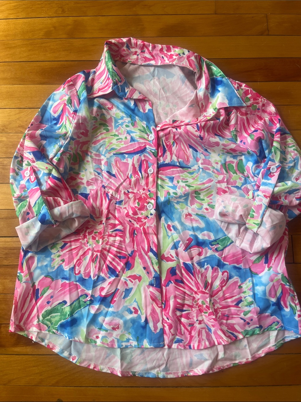 Floral Watercolor Button-Up Blouse